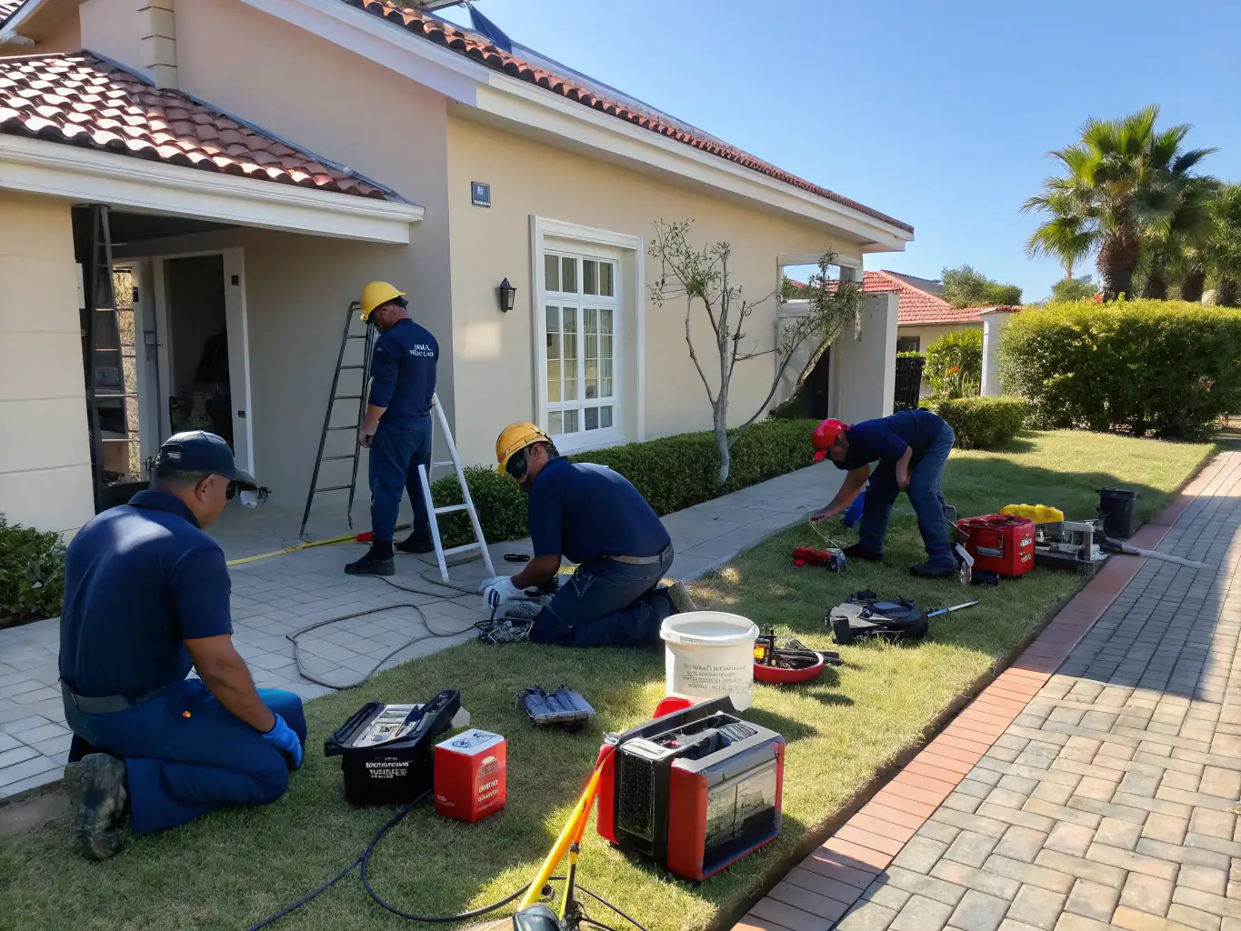 A photo of a property maintenance team efficiently addressing a repair issue, showcasing Renovios' commitment to prompt and reliable maintenance coordination.
